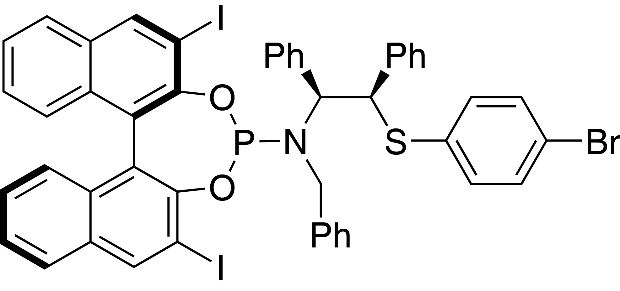 N-benzyl-N-((1S,2R)-2-((4-bromophenyl)thio)-1,2-diphenylethyl)-2,6-diiododinaphtho[2,1-d:1',2'-f][1,3,2]dioxaphosphepin-4-amine